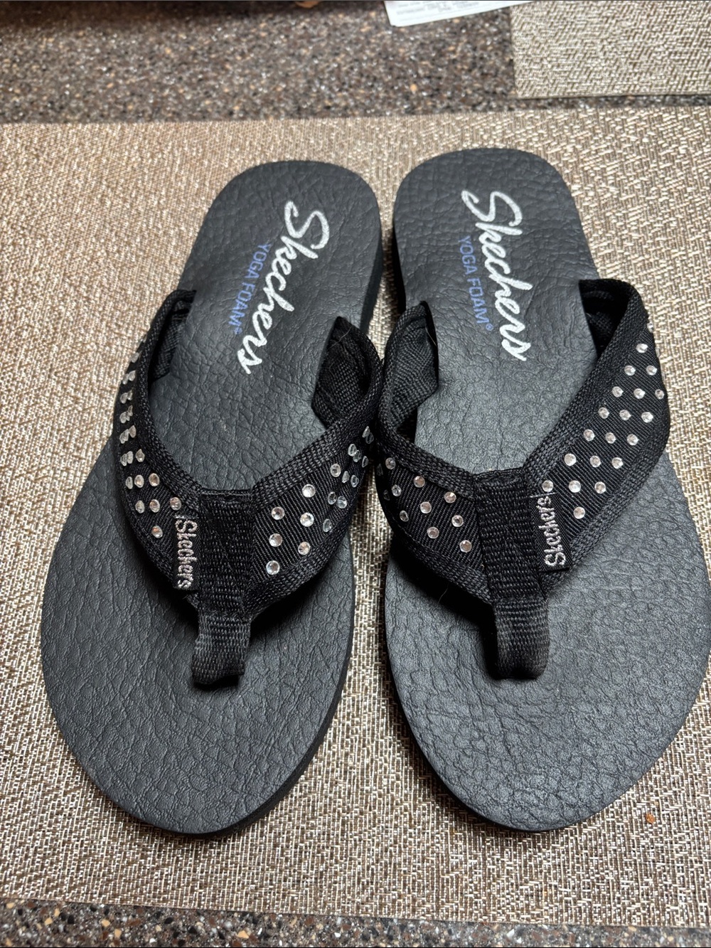 Skechers Black Rhinestone Yoga Foam™ Women's Sandals - Picture 2 of 4